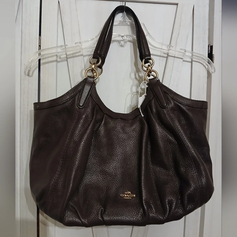 FINAL SALE! Coach Lily Pebbled Leather Shoulder Bag - Oxblood - Picture 2 of 13